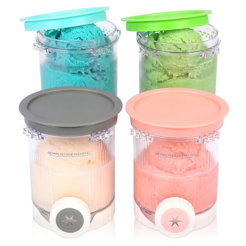 GFTIME 480ml Ice Cream Containers with Lids 4 Pack for Ninja Swirl by CREAMi NC700 NC701 NC701EU BPA Free Dishwasher Safe Ice Cream Tubs for Frozen Desserts