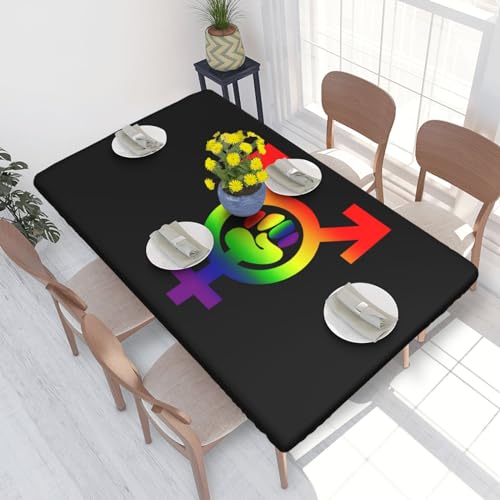 Trans Feminist Symbol Pride Flag LGBT Premium 4ft Square Elastic Edged Table Cover Easy-Care Oil-Repellent