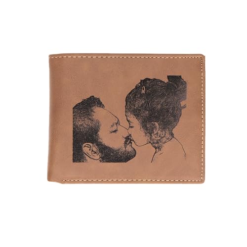 Gracource Personalized Name Photos, Engraved Leather cardholders, Custom-Made Wallet Gifts for Men, Fathers, Husbands, and sons