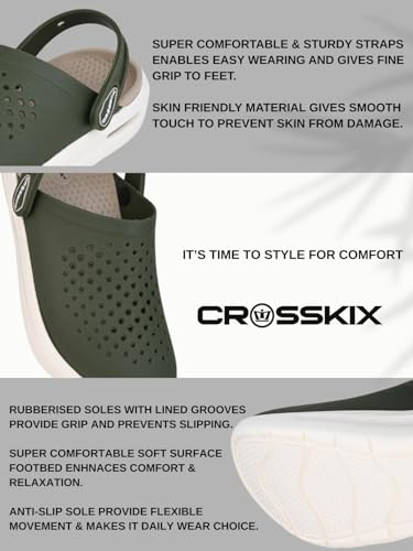 Image of Crosskix AeroComfort 2.0 Men's Lightweight Sport Clogs - Breathable EVA Slip-On Water Shoes with Arch Support and Adjustable Heel Strap