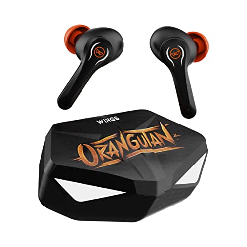 Image of Wings Phantom Orangutan, TWS Earbuds with Gaming Inspired case Design, Wireless Bluetooth 5.3 airpods with SpeedsyncTM, 30 Hours Gameplay and 8 Hours Gameplay, Low Latency 50 ms