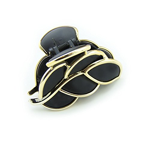 Meilliwish Leaf Cute Women Hair Claw Clip 1 PCS(D08)(Black)