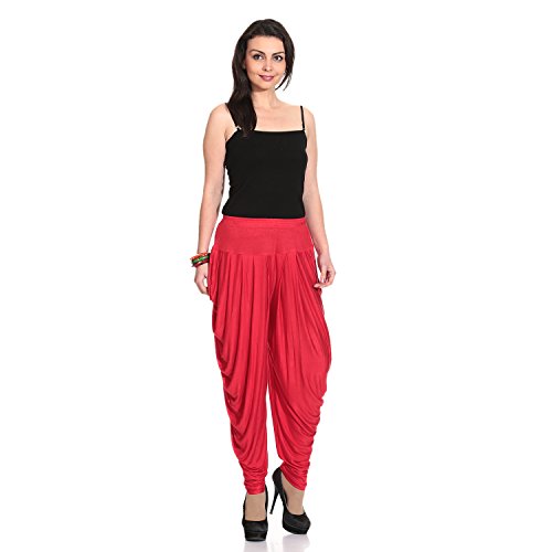 Legis Viscose Relaxed Yoga Fitness Active and Dance Wear Dhoti Pants for Women One Size - Red