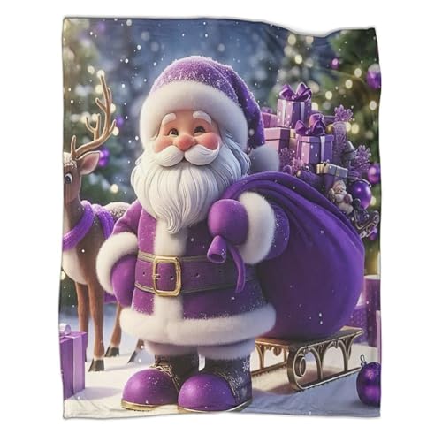 Plaid Père Noël 3D couverture microfibre chaude pour des fêtes chaleureuses - 3