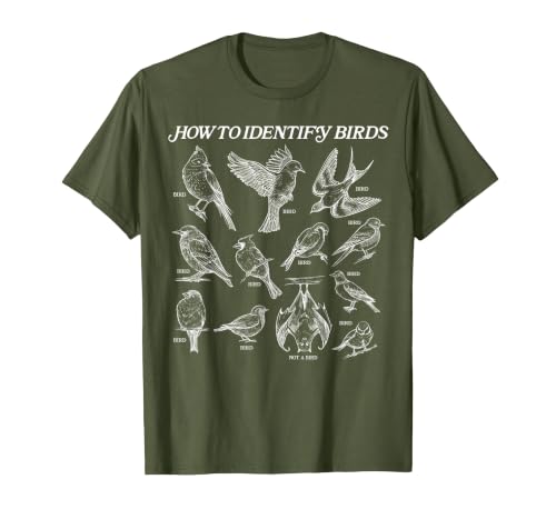 How to Identify Birds T-Shirt, Men, Olive Green, XX-Large