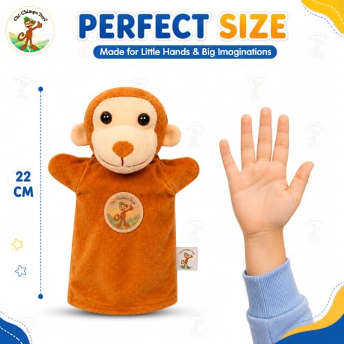 Image of Monkey Hand Puppet for Kids | Soft Plush Animal Puppet | Storytelling, Role Play, Preschool Learning Toy | Interactive Educational Puppet for Boys & Girls