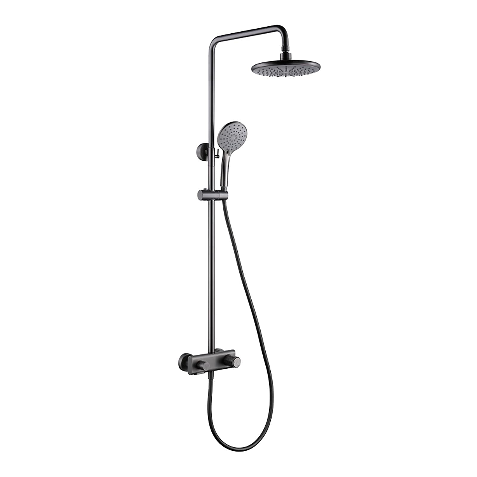 Set Doccia Combinato Acqua Calda e Fredda, Rubinetto Doccia a Parete per Bagno con soffione a Pioggia, doccetta a Mano in ABS, Rubinetto per Vasca a Cascata, Grigio,Gray a