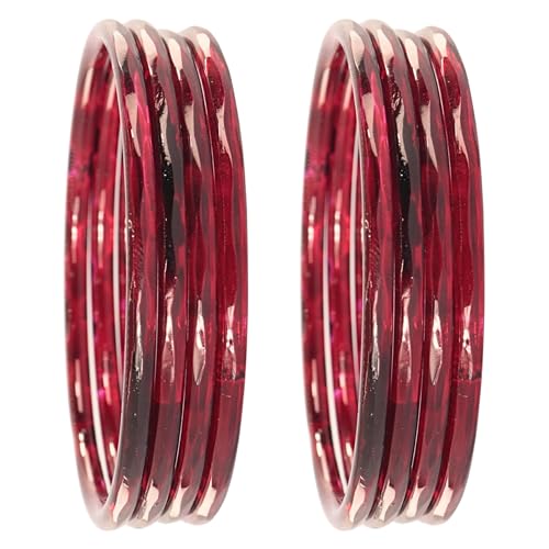 Image of ZULKA Designer Plain Glossy Glass Kada Set For Women & Girls With Diamond Cut Design | Fancy Designer Glass Bangles | Traditional Chudi | Kanch Ki Churi | Stylish Glass Kada For Wedding - Set Of 8