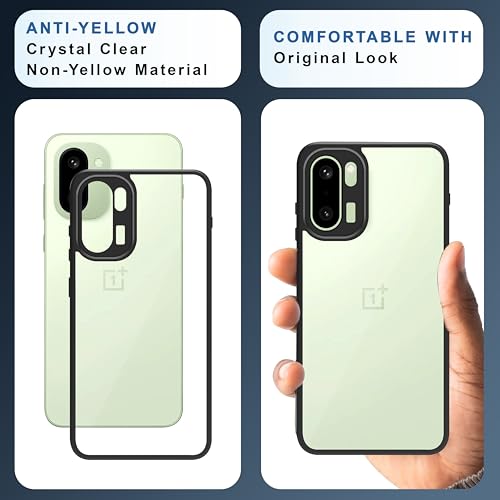 Image of CEDO Backcover for OnePlus 15R (5G) | Camera Protection Bump Shockproof Edge | Ultra Hybrid Transparent Acrylic Clear TPU+PC Hard Backcase Cover (Black)