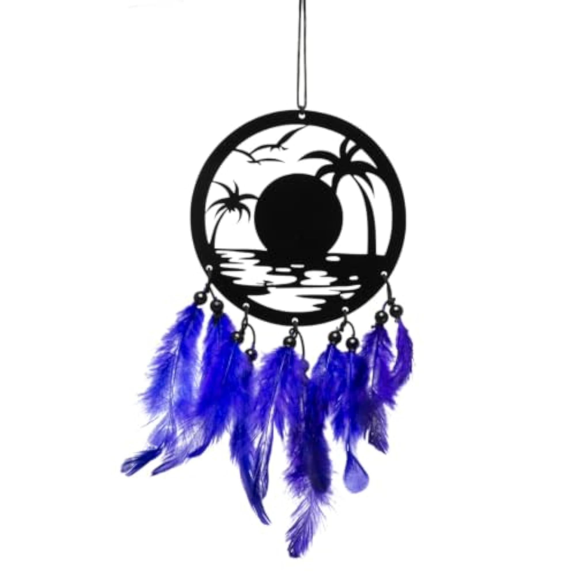 Blue Feathers Dream Catcher Car Rear View Mirror Hanging