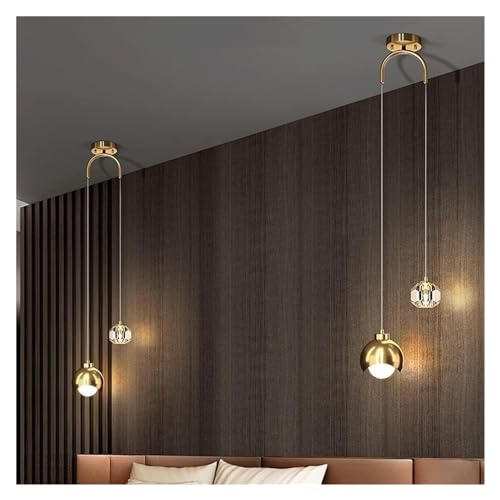 Applique murale de fond de salon et lustre en cristal de cuivre LED tricolore - 5