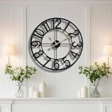 Vantic 24 Inch Large Wall Clock, Arabic Numeral Metal Oversized Wall Clocks for Living Room Decor, Bedroom and Kitchen, Completely Silent, Non Ticking, Battery Operated