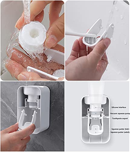 CXYHMG Toothpaste Dispenser, 2 PCS Automatic Toothpaste Squeezer, Wall Mounted Bathroom Accessories for Kids & Family Shower. (2 White) - Thumbnail 5