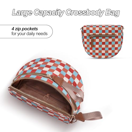 Image of Checkered Crossbody Bag, Bum Bags for Women Crossbody,Spacious Sling Bag Purse Fanny Packs with Shoulder Strap