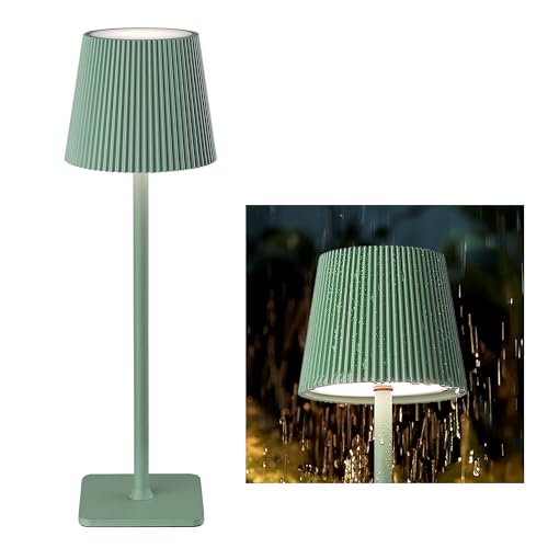 LuminexDesigns Lampada da Tavolo LED Senza Fili con Controllo Touch – Lampada Ricaricabile da 5200mAh Dimmerabile, IP54 Resistente all’Acqua – Perfetta per Interni ed Esterni, Verde