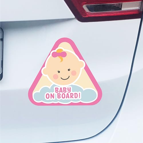 K007 | Baby on Board Aufkleber Sticker Babyaufkleber Auto Babyautoaufkleber Autosticker Vinyl Baby on board Mädchen Junge Boy Girl (V1 Mädchen, Pink)