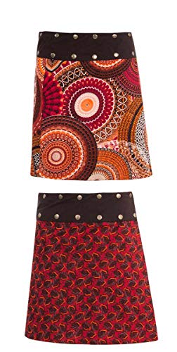 Jupe courte réversible imprimé mandala rouge Coline en taille unique - 3