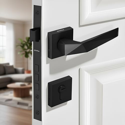 Image of Plantex Main Door Lock Set /Door Handle Lock /Mortise Door Lock for Home with 3 Years of Warranty (7129, Z-Black)