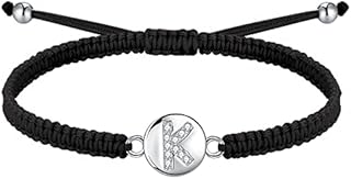 J.Endéar Handmade Bracelet with Initials Letter K for Women Girls 925 Sterling Silver Braided Filigree Chain Jewelry Adjustable