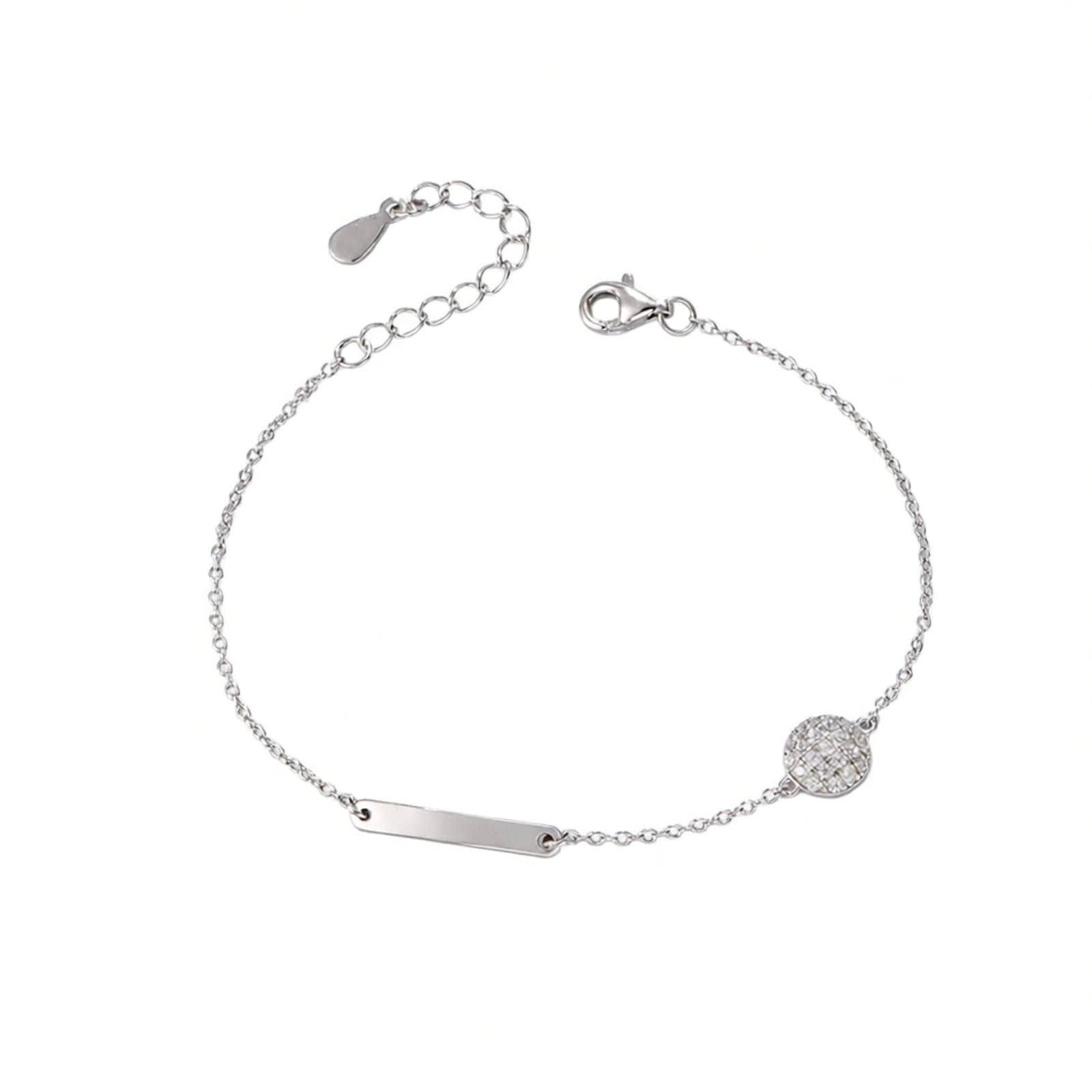 Pulsera de Mujer de Oro Amarillo 9Kilates / 14Kilates / 18Kilates, Redondo con Diamante, Cadena Extensible 16 CM + 5 CM, Pulseras de Cadena Oro Ajustable Mujer