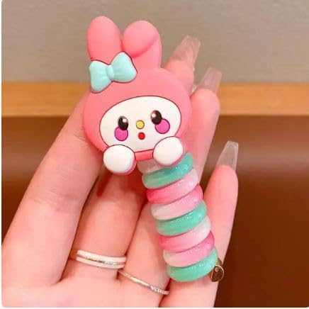 Image of MART 2pcs Wire Hair Bands for Girls Kids Braided Spiral Hair Ties Cute Cartoon Ponytail Maker Elastic Braids Hair Accessories for Girls.
