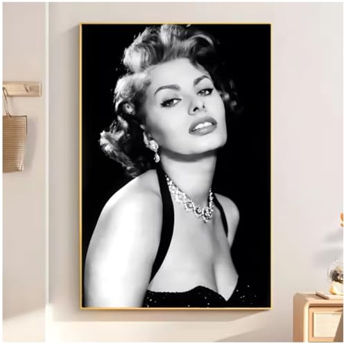 Poster Sophia Loren peinture sur toile art mural décoration 50x70cm