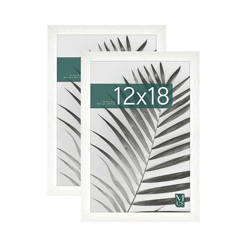 MCS Studio Gallery 12x18 Picture Frame White Woodgrain, Rectangle Photo Frame for Photos, Posters & Art Prints (2-Pack)