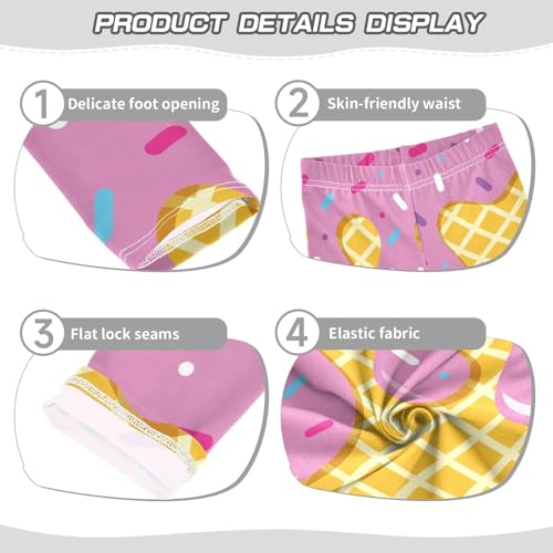 Waffle Pink Cream Girls Leggings,Workout Leggings for Girls Toddler Athletic Legging Size for 3-10T3