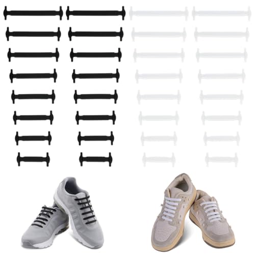 COYUN 2 Pares Cordones Elásticos para Zapatillas Deporte, Cordones Goma para Niños y Adultos, Cordones de Silicona Elásticos Sin Necesidad de Atar para Zapatillas de Baloncesto y Zapatillas de Deporte