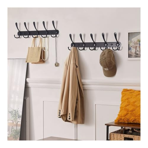 Perchero de pared de acero inoxidable resistente con ganchos triples negros 7