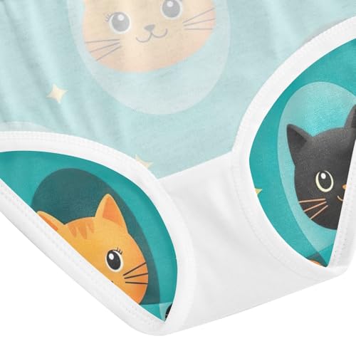Girls Underwear, Cute Cartoon Cat Black Orange Toddler Briefs, Cotton Underwear for Girls, 2T–8 Years4