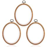 3PCS Oval Embroidery Hoop Wood 6x5 Inch Embroidery Hoops, Imitated Wood Cross Stitch Ornament Frames for Art Craft Sewing Ornaments Hanging Decoration and Christmas Ornaments