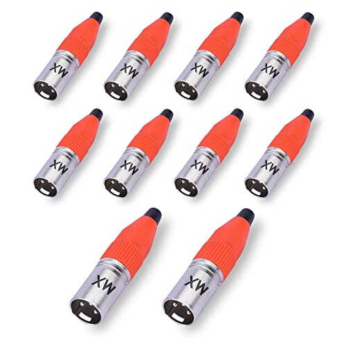 Image of MX 3 Pin XLR Microphone pin Pure Copper Nickel Plated Pins1 for High Conductivity microphone (3-pin microphone male connector, Pack of 10, Male Connector)