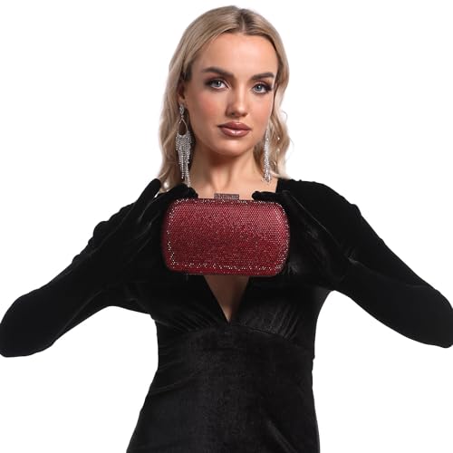 Image of Boutique De FGG Mini Rhinestone Clutch Purse,Evening Bags and Clutches for Women Formal,Crystal Clutch Bag Wedding Handbags