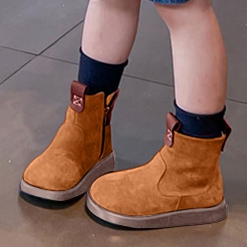 IWIHMIV Girls Ankle Boots Kids Casual Thick Bottom Flat Non Slip Short Booties Outdoor Warm Shoes with Side Zipper3