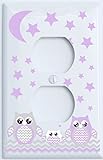 Grey and Purple Owl Outlet Cover/Owl Nursery Decor (Purple Owl Outlet Cover)