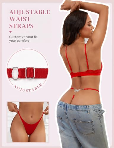 Image of Women's Rhinestone Thong Panties Crystal Chain Low Rise G String Lingerie
