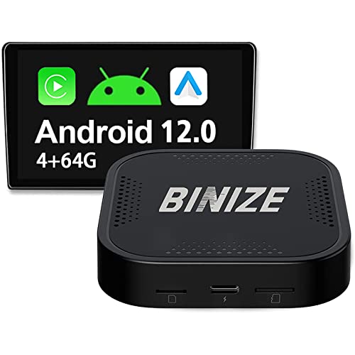 Binize-Android-12-Wireless-CarPlay-AI-Box-464G-Wireless-CarPlay-Wireless-Android-Auto-Adapter-AI-Box-for-Car-with-OEM-Wired-Carplay-Multimedia-Video-Box-Stream-NetflixYouTubeSpotify-PlugPlay