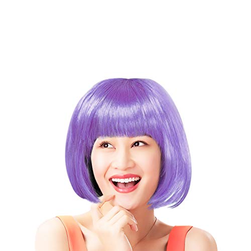 PIXNOR 6Pcs Neon Bob Perucas Perucas de Festa Conjunto Colorido Traje Peruca Peruca Cosplay Curto Ca