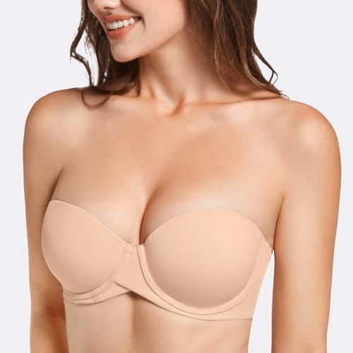 MELENECA Heavy Padded Push Up with Lift Multiway Underwire Strapless Bra for Women3