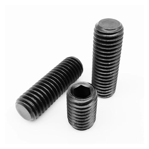 yaoqijie 10/50pc M2 .5 M3 M4 M5 M6 M8 Black Grade 12.9 Steel Allen Head Hex Hexagon Socket Flat Point Set Screw Grub Bolt lastin