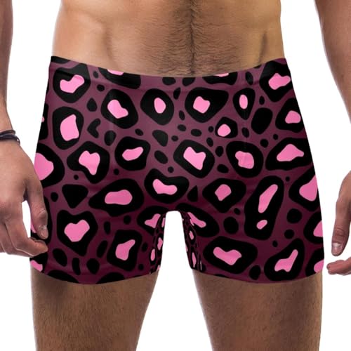 Mens Aesthetic Leopard Print-2575 Jammer Swimsuit Elastic Waistband Short Boxer Swimsuit Board Shorts, XXL,