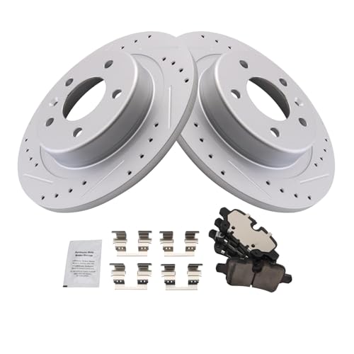Image of TRQ Performance Rear Brake Pad and Rotor Set Ceramic Coated Compatible with 2021 Chevrolet Equinox 2020-2021 Malibu 2021 GMC Terrain