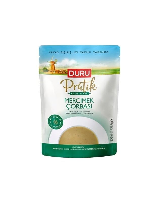 Duru Pratik Hazır Çorbası 250ml – Katkısız & Koruyucusuz, Anında Sıcak Lezzet! (Mercimek)