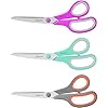 Scissors, iBayam 8″ All Purpose Scissors Bulk 3-Pack, Ultra Sharp 2.5mm Thick Blade Shears Comfort-Grip for Office Desk Accessories Sewing Fabric Home Craft Teacher School Supplies, Right/Left Handed