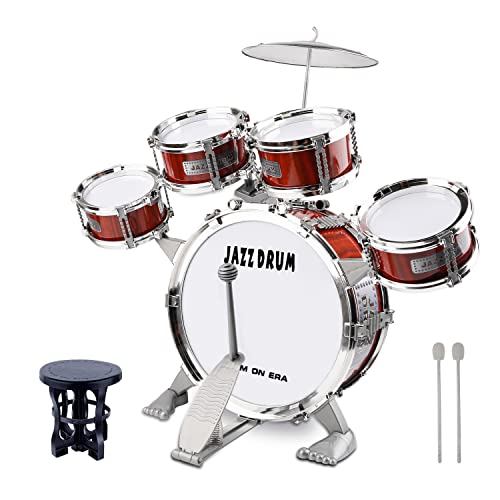 Junior Kids Drum Kit baby Jazz Drum Toy Set with 5 Drums & Stool