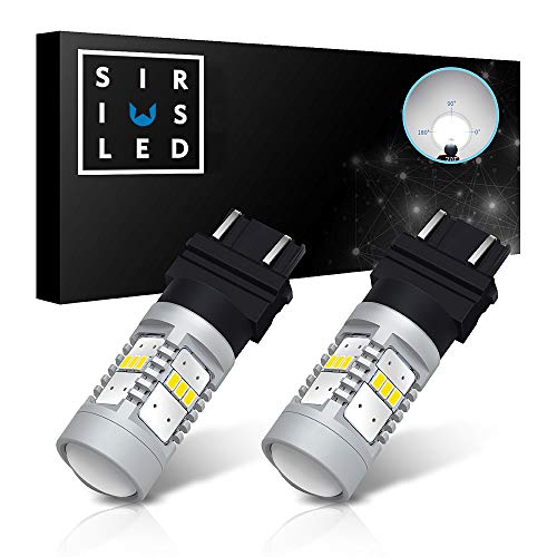 SIRIUSLED Extremely Bright 2835 Chipset Projection 1400 Lumen Dual Brightness LED Brake Tail Turn Signal Light Bulb Pure White Size 3157 3156 Pack of 2