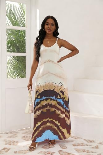Image of vunahzma Womens Casual Fashion Sleeveless Plus Size Loose Long Sexy Maxi Dress with Pockets