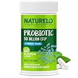 NATURELO Probiotics for Digestive Health, 50 Billion CFU, 60 Vegetarian Capsules, 11 Strains, Daily Use Supplement, Delayed Release, No-Fridge, Boosts Immune System, Probiotics for Women & Men