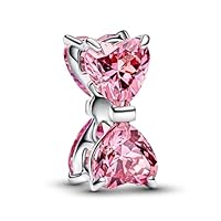 PANDORA Moments 794253C01 Breloque nœud rose en argent sterling avec zircone